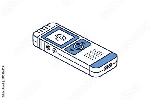 Portable Digital Voice Recorder with Blue Accents audio