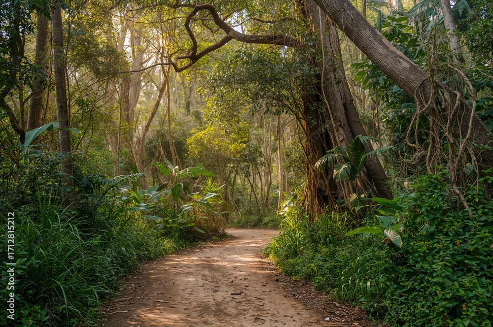 Fototapeta premium Trail through a dense woodland area