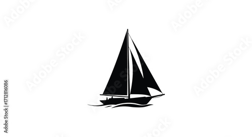 Elegant sailboat gliding on water a striking black form silhouette