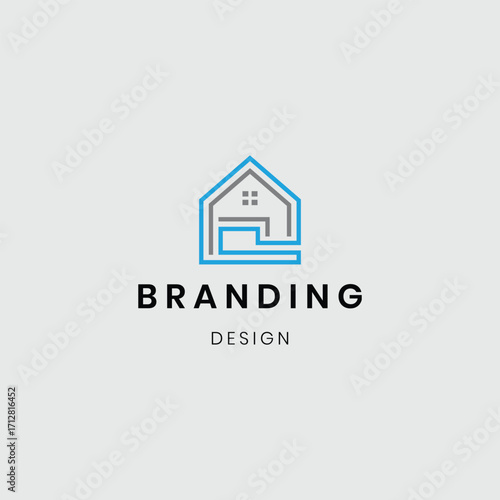 A logo showing a house with buildings, symbolizing real estate, construction, and property development. Suitable for architecture firms, real estate agencies, home builders, and construction businesse