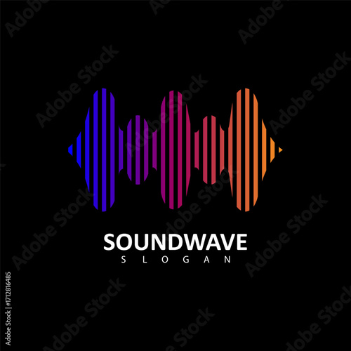 Sound waves vector illustration design.  audio, sound wave logo design inspiration
