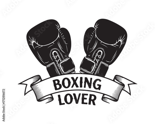 Retro Boxing Lover Logo Featuring Classic Gloves for Combat Sport Fans