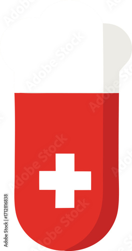 Iconic swiss army knife design featuring a red casing and prominent white cross symbol ideal for medical or emergency services themes