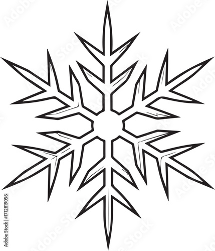 Isolated detailed snowflake illustration for winter seasonal theme