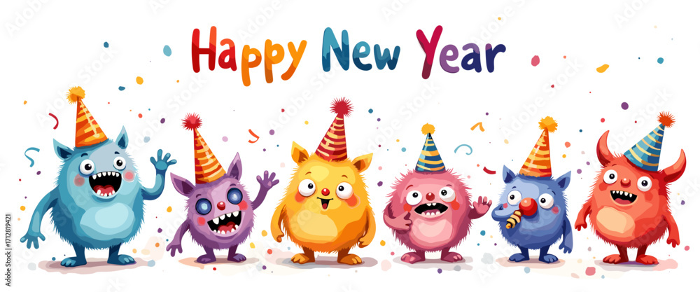 Fototapeta premium Happy New Year, New Year evening, new year sale, new year banner, new year card, 2026, new year evening, new year poster, new year banner, holiday, new, year, sign, celebration, neon, new year, night,