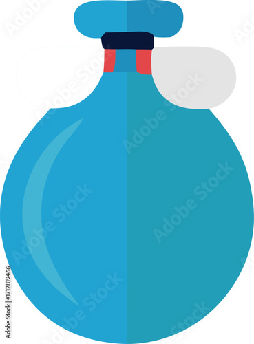 Stylized blue perfume bottle with atomizer spray icon simple flat design for fragrance beauty and cosmetics