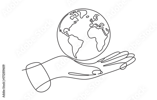 Hand gently holding a sketch of planet earth representing care for global environment vector