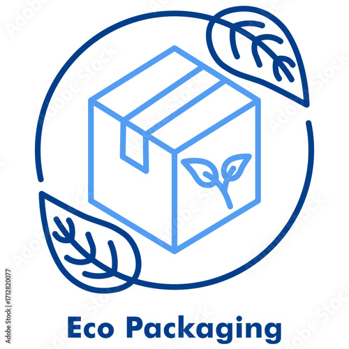 Eco Packaging Two Tone Line Color Vector Icon. Useful for recycling, zero waste, sustainable design, and eco-friendly packaging.
