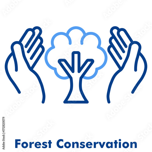 Forest Conservation Two Tone Line Color Vector Icon. Perfect for ecology, reforestation, wildlife protection, and sustainability campaigns.