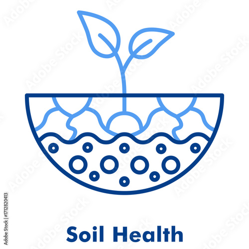 Soil Health Two Tone Line Color Vector Icon. Perfect for farming, agriculture, ecology, and sustainable development.