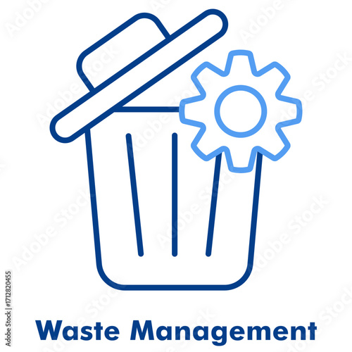 Waste Management Two Tone Line Color Vector Icon. Useful for recycling, garbage disposal, sanitation, and environmental projects.