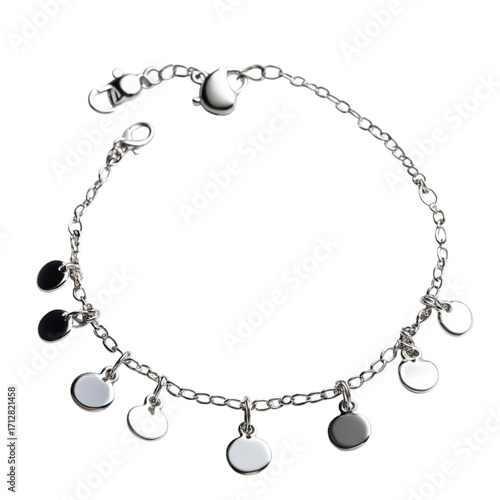 Wallpaper Mural Elegant silver charm bracelet with round pendants on transparent background Torontodigital.ca