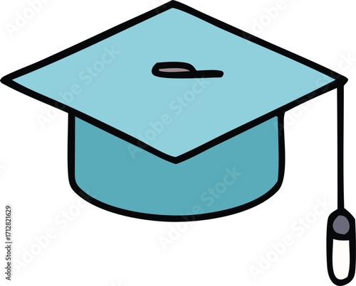 Light blue graduation cap with tassel simple graphic element for academic achievement and education celebration