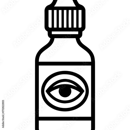 Minimalist Eye Drop Bottle Icon – Medical Packaging with Eye Symbol