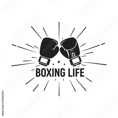 Dynamic Boxing Gloves Emblem Representing Athletic Sport and Fight Training