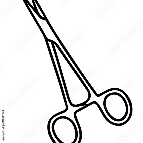 Minimalist Hemostat Icon – Surgical Forceps with Locking Mechanism