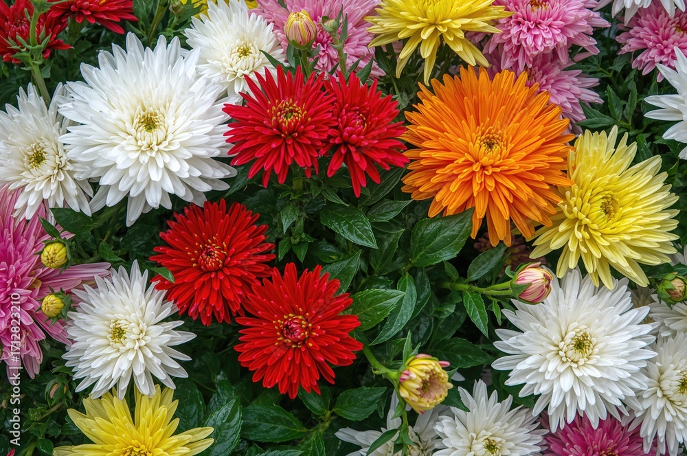 Fototapeta premium Mums: Colorful Blossoms Symbolizing Happiness and Longevity