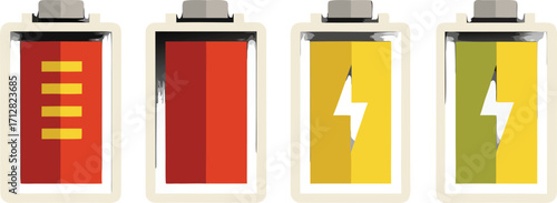 Four Battery Level Indicators Power Charge Icons