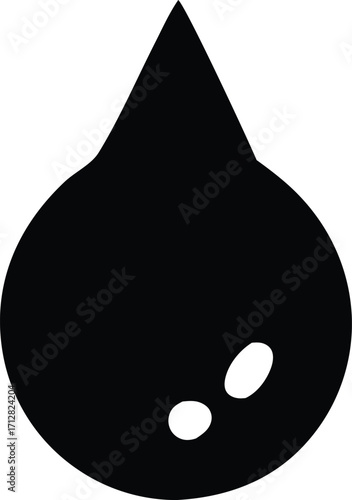 Abstract black ink drop icon symbol representing fluidity purity and essential liquid elements for design concepts