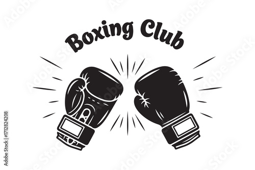 Black boxing gloves with text Boxing Club sport fight