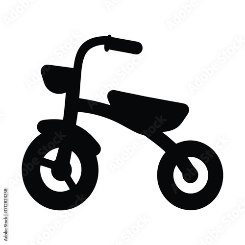 Black tricycle vector graphic for kids toddlers children learning to ride pedal bike icon art