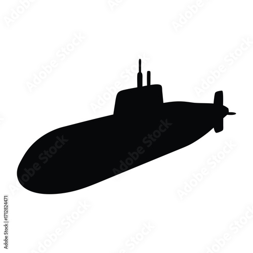 Submarine silhouette vector image for naval history ocean exploration and military designs use cases