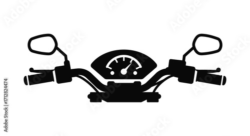 Motorcycle handlebars and dashboard a striking graphic representation silhouette