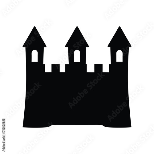 Silhouette of a medieval castle with towers and battlements vector illustration design art