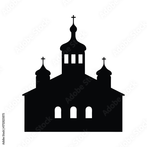 Silhouette of orthodox church building vector illustration religious architecture landmark design