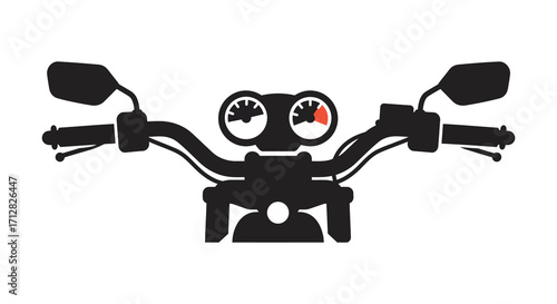 Motorcycle handlebar and instruments a striking black shape silhouette