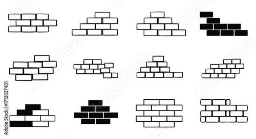Arrangement of stacked rectangular blocks in varying patterns and colors