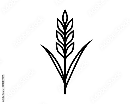 Minimalist Wheat Stalk – Geometric Agricultural Silhouette