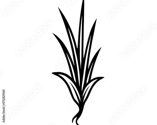 Minimalist Grass Silhouette – Geometric Botanical Emblem