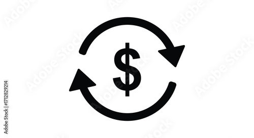 Circular arrows around a dollar sign representing financial flow silhouette