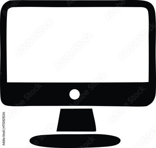 Simple monochromatic computer monitor icon representing technology digital display and online connectivity