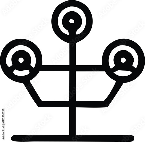 Abstract symbolism geometric design representing balance and connection simple linear graphic icon stylized form