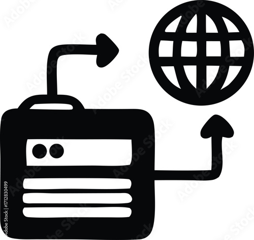 Network server connection icon representing data transfer and internet connectivity technology