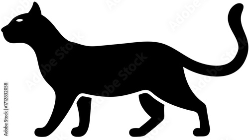 Elegant black cat silhouette gracefully prowling with a sleek, modern aesthetic