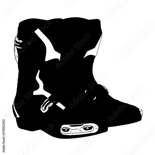 Black and White Inline Skate Boot with Detailed Design and Features.