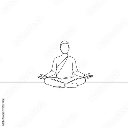 Outline of a meditating person sitting peacefully on a flat surface  