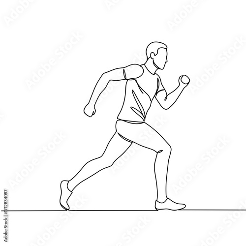 Running figure in motion showcasing athleticism in minimalist outline  