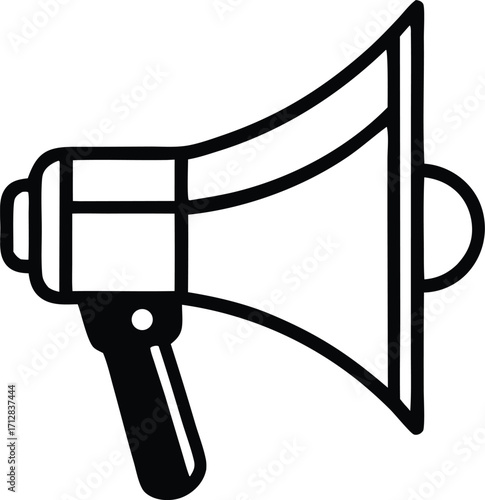 Iconic megaphone design announcing important news or messages for broadcasting and public speaking promotions