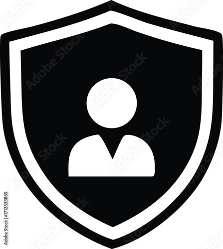 Security icon user shield person protection symbol identity safety data privacy iconography