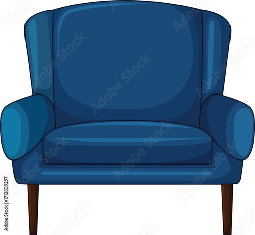 blue armchair isolated on white background