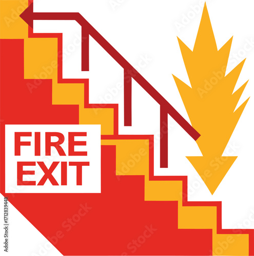 Emergency Exit Sign – Running Man to Door with Arrow, Fire Evacuation Safety Symbol
