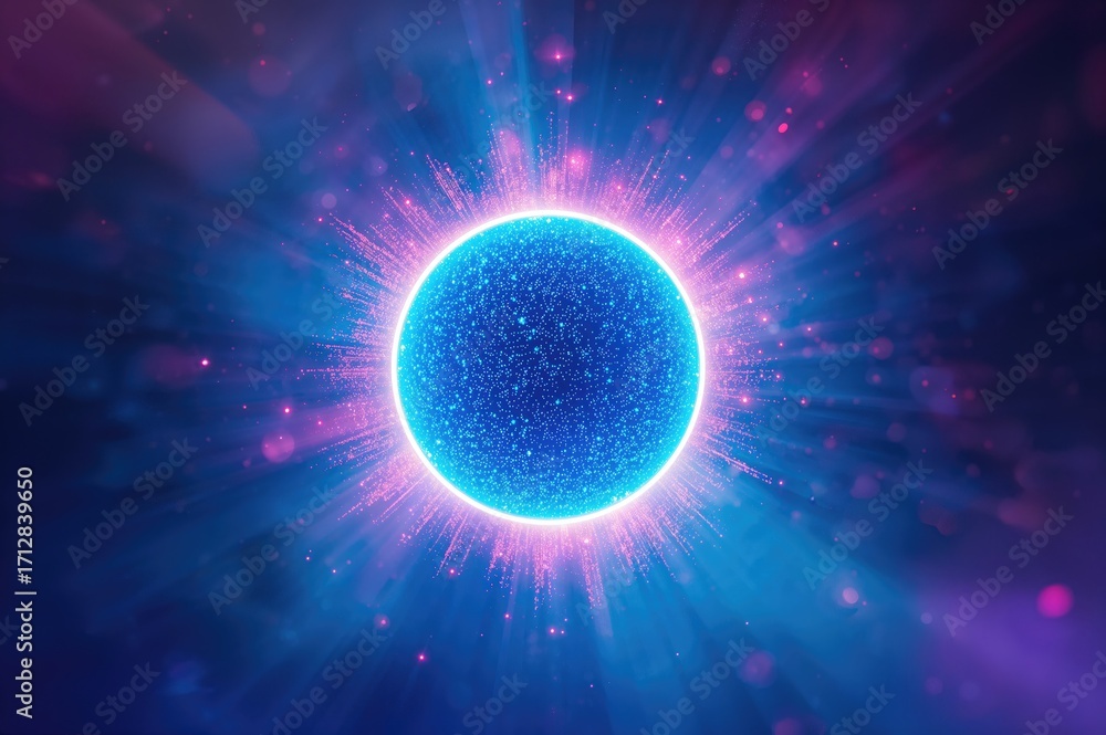 Obraz premium Image of a glowing orb surrounded by twinkling lights and a luminous portal effect