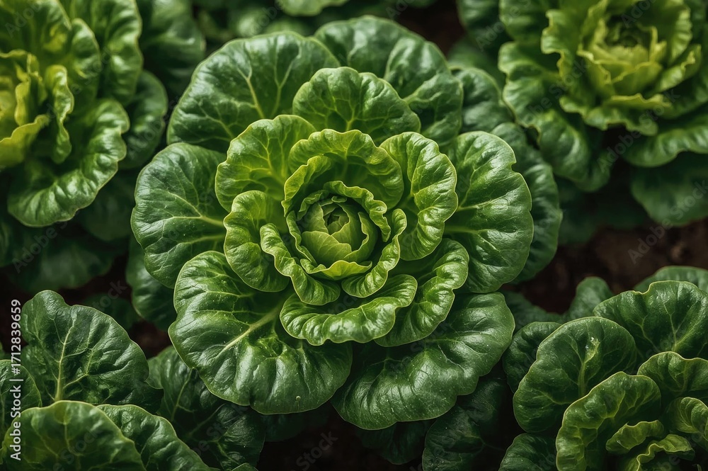Fototapeta premium Fresh green organic lettuce for a healthy living theme