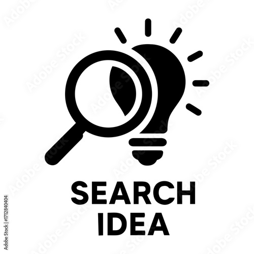 Illustration of a magnifying glass over an illuminated light bulb representing ideas