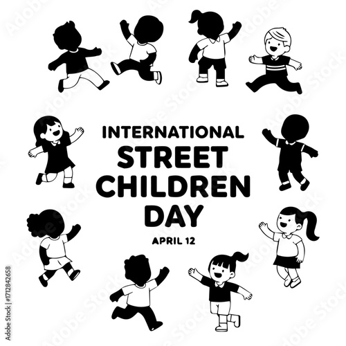 Playful Black and White Children Celebrating International Street Children Day.