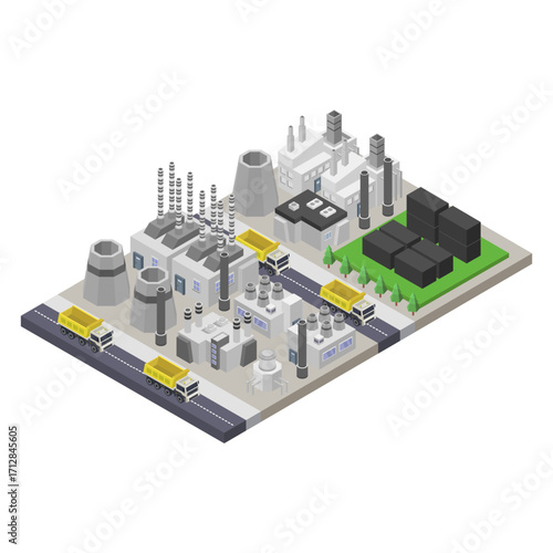 Isometric coal power plant